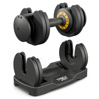 Produktbild von TREX SPORT Kurzhantel Set verstellbar TX-012AB | Gewichte Hanteln Set 2–11,5 kg | Gusseisen, platzsparend, rutschfest | Homegym Hantelset für Zuhause