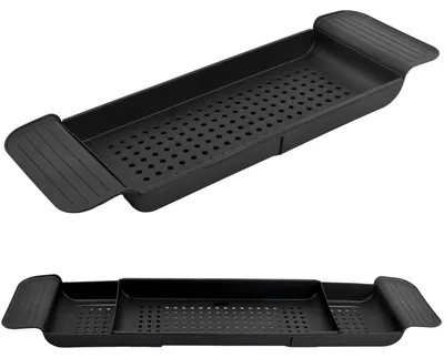 Produktbild von Badewannenablage Badewannenregal Badablage - Ausziehbar 55 bis 78 cm - Antirutsch - Schwarz
