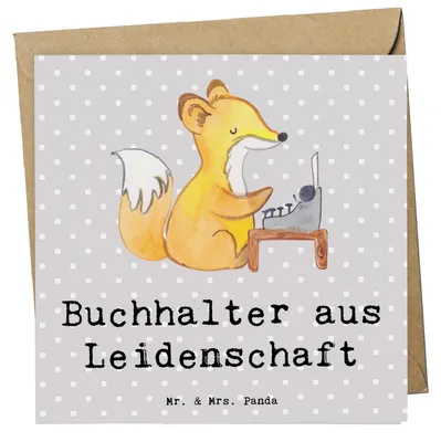 Produktbild von Mr. & Mrs. Panda Grußkarte Buchhalter Leidenschaft - Grau Pastell - Geschenk, Witzig, anlasskarte, Lustig, Klappkarte, Spruch, Glückwunschkarte, Beruf, faltkarte