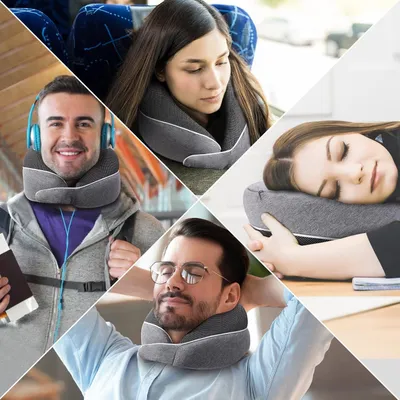 Produktbild von Famanu Nackenkissen mit Memory-Schaum - Abnehmbares Reisekissen für Flugzeug, Auto und Zuhause