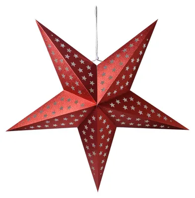 Produktbild von Clayre & Eef Hängender Stern 90x20x90 cm Rot Papier