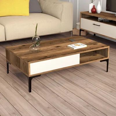 Produktbild von Skye Decor, Istanbul - Walnut, Cream, Couchtisch, Nussbaum, 100 % MELAMINBESCHICHTETE SPANPLATTEN, 105 x 60 x 32,6 cm