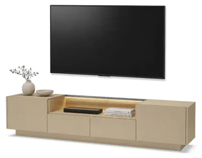 Produktbild von Kakagano - TV-Schrank, 203x40x43h cm Hellbraun, 2 Schubladen