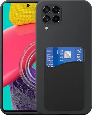 Zdjęcie produktu dla Etui na telefon Samsung Galaxy M53 z silikonowym uchwytem na kartę - elastyczne etui na tylną obudowę z silikonu TPU z silikonowym uchwytem na kartę - czarne - Smartphonica