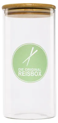 Obrázek produktu pro Skleněná nádoba na potraviny s bambusovým víkem, objem 1 kg, vzduchotěsná, vhodná do kuchyně