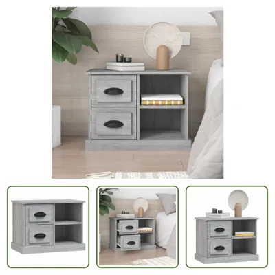 Produktbild von The Living Store Nachttisch Grau Sonoma 60x35,5x45 cm