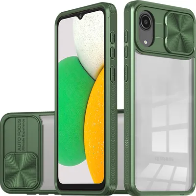Produktbild von Hülle für Samsung Galaxy A03 Core Transparent TPU Bumper Schutzhülle mit Schiebe Kamera Schutz Grün