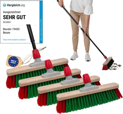Produktbild von Novaliv Kehrbesen Besen mit Teleskopstiel Straßenbesen mit Stiel Gartenbesen Industriebesen Hofbesen Allzweckbesen (4, Gartenbesen)