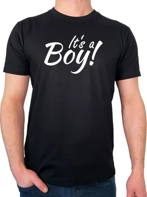 Produktbild von Huuraa Herren T-Shirt It`s a Boy! Schriftzug L Black Bio Baumwolle Fairtrade Herrenshirt Geschenkidee