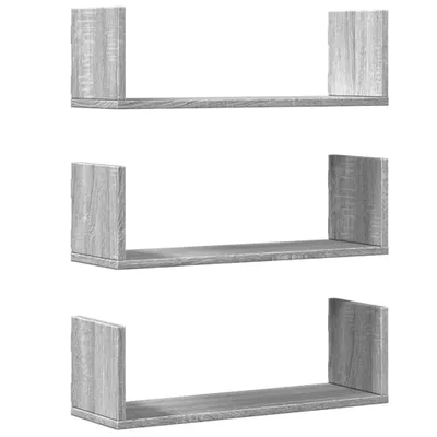 Obrázek produktu pro Nástěnné police 3 ks šedé sonoma 58x18x18 cm kompozitní dřevo