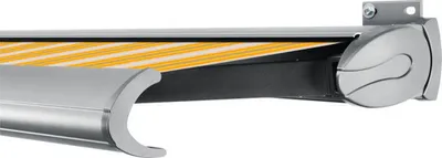 Produktbild von SOLUNA Kassettenmarkise Exclusiv 3x2,5 Stoff Dessin 30A774 Gestell E6EV1 silber eloxiert Antrieb rechts inkl. Motor und