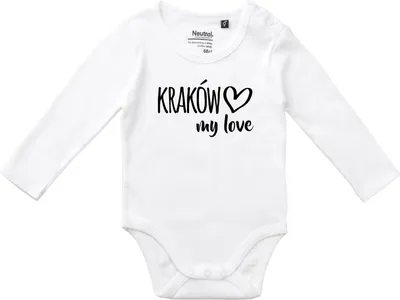 Produktbild von Huuraa Baby Body Kraków my love 62 White  Baumwolle Fairtrade Langarmbody Geschenkidee