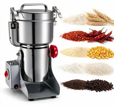 Immagine prodotto di VEVOR Macina cereali elettrico 800 g, macina cereali 2100 W in acciaio inossidabile, macina spezie per cereali secchi, spezie, muesli, caffè, mais, pepe, polverizzatore a oscillazione 220x190x375 mm