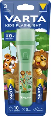 Zdjęcie produktu dla Varta Kids Flashlight, Latarka ręczna, Jasnozielony, Kopolimer akrylonitrylo-butadieno-styrenowy (ABS), Poliwęglan (PC), Termoplastyczny, 1 m, 4 m, AA