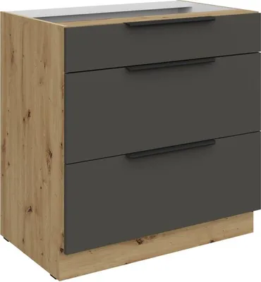 Produktbild von LUNARA Unterschrank mit Schublade – Breite 80 cm, Graphit/Eiche (Artisan).