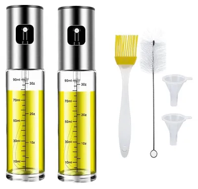 Ölsprüher 100 ml, 2er-Set, Edelstahl, Glas, für Grillen & Backen
