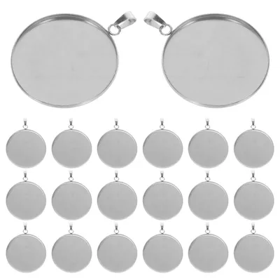 Obrázek produktu pro Sada podložek pro přívěsky, kulaté, stříbrné, 30 mm, 20 kusů