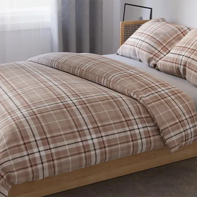 Obrázek produktu pro Ložní prádlo, bavlněný satén, vysoká kvalita 200x220 Savana Beige check pattern