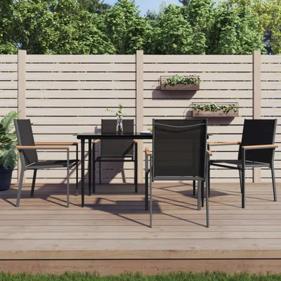 Produktbild von Langlebig Gartenmöbel Set Balkonmöbel-Set 5-tlg. Garten-Essgruppe Schwarz Textilene und Stahl - Gartenmöbelgarnituren Octo4422729 3parcel