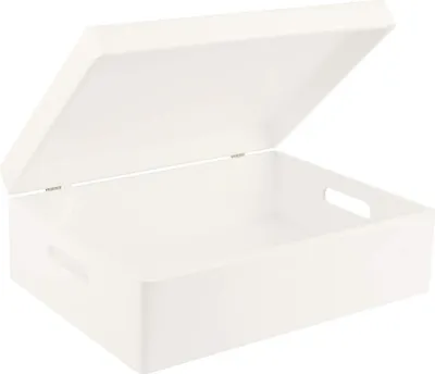 Immagine prodotto di Creative Deco XL Grande Bianca Scatola in Legno 40x30x14cm | Coperchio, Maniglie | Contenitore Portaoggetti per Decorare Cassetta Attrezzi Portagiochi