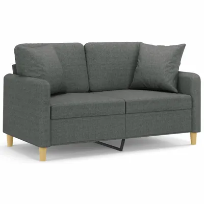 Produktbild von vidaXL 2-Sitzer-Sofa mit Zierkissen Dunkelgrau 120 cm Stoff