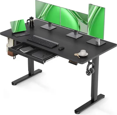 Obrázek produktu pro Claiks Elektrický výškově nastavitelný psací stůl 140x60 cm se zásuvkou - černý