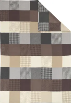 Produktbild von Wohndecke - Braun - Beige - Grau - 140 x 200 cm - Baumwolle - Patchworkmuster