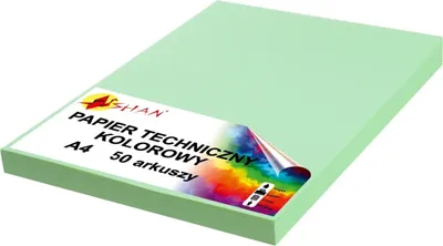 Zdjęcie produktu dla Papier techniczny A4 160 g, pastelowo-zielony, 50 arkuszy