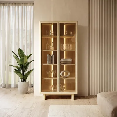 Produktbild von Hasa - Vitrine, 94x38x195h cm Eiche Braun, 4 Regalböden