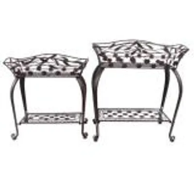 Produktbild von Pflanzenständer Set Blumenregal Pflanzenhalter Blumenhalter Deko 2tlg. Braun
