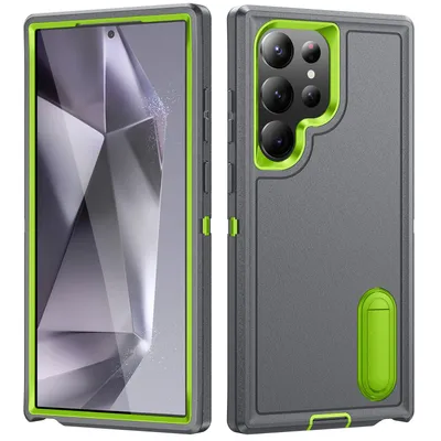 Image de Étui pour Samsung Galaxy S25 Ultra Hybrid Étui de protection antichocs à trois couches avec support Gris