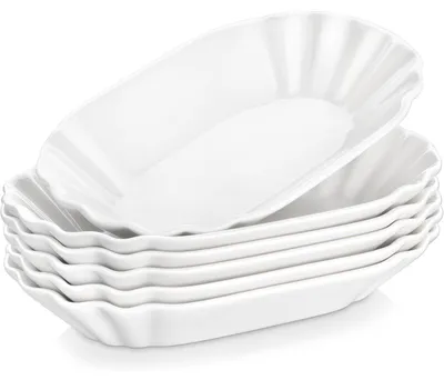 Obrázok produktu pre Sada 6 misiek na dezerty, krémovo biela, porcelán, 19,5 x 12 x 3,5 cm