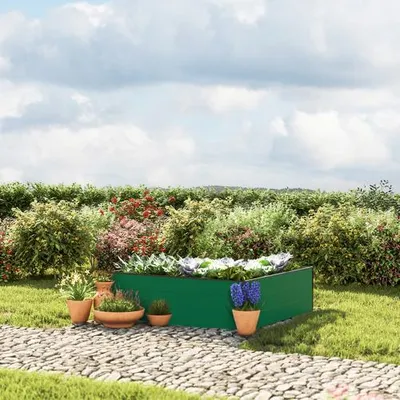 Produktbild von GFP HALFSIZE Aluminium Hochbeet - Platzsparendes & Stabiles Gartenbeet in Grün - 119 x 119 x 39 cm - Ideales halbhohes Modell für Familien-Gartenspaß