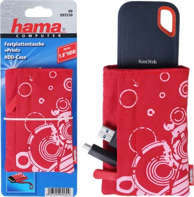 Produktbild von Festplatten-Tasche Print Rot 1,8"
