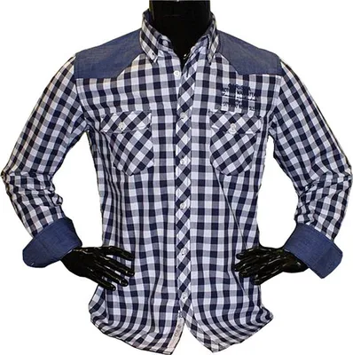 Produktbild von Brandneu Designer Hemd CARISMA Navy / Weiß kariert bestickt CRM8157 M