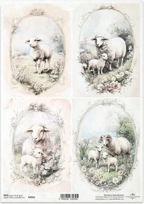 Produktbild von ITD Reispapier Decoupage Bastelpapier Serviettentechnik-R2561 Gerahmtes Schaf