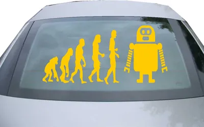 Produktbild von Indigos UG - Aufkleber Heckscheibe & Motorklappe DE7109 - gold - 600x284 mm - Evolution Roboter - Auto Scheiben Fenster Heckklappe Tuning Racing JDM - Die cut