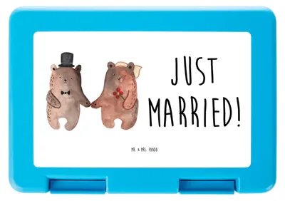 Produktbild von Mr. & Mrs. Panda Bento Box Bär Heirat - Weiß - Geschenk, Vorratsdose, Bentobox, Teddy, Verheiratet Heirate Hochzeit Hochzeitsgeschenk Hochzeitspaar, Snackbox, Lunchbox