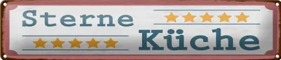 Produktbild von Blechschild  5 Sterne Küche, 46 x 10 cm, Blechschilder Spruch Küche Kochmütze