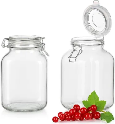 Produktbild von 2xVorratsglas 3L mit Bügelverschluss und Dichtung – Glasbehälter für Lebensmittel, Einmachen, Fermentation, Aufbewahrung – luftdicht, wiederverwendbar