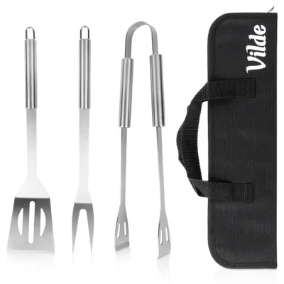 Produktbild von Vilde | Grillbesteck Set Edelstahl 3-teilig - Grillzubehör mit Tasche