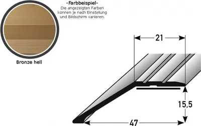 Produktbild von Abschlussprofil / Abschlussleiste Laminat "Huntsville", Einfasshöhe: 8.5 mm / 15.5 mm, Aluminium eloxiert, gebohrt / selbstklebend-bronze hell-2700-selbstklebend-15.5
