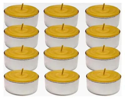 Produktbild von Handgefertigte Teelichter aus Bienenwachs - 12 Stück - 100% reines Bienenwachs - Natürlich duftend - 35 x 20 mm - mit Aluhülle - Eigene Imkerei