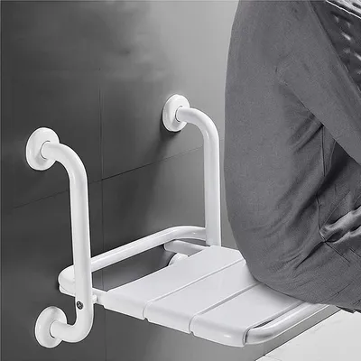 Zdjęcie produktu dla Krzesło prysznicowe - Składane - Montaż na ścianie - Do 150 kg - Białe
