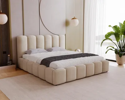Produktbild von Polsterbett 160x200 cm Florent - Bettkasten, Lattenrost - Doppelbett 160 x 200 cm, Samtstoff Beige (Magic Velvet 2201)