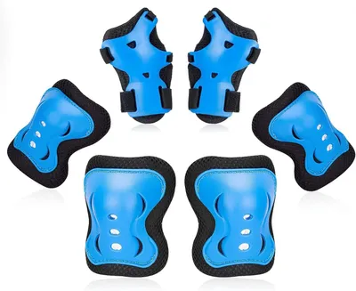 Imagen del producto de Conjunto de equipo de protección deportivo 3 en 1 para niños, resistente, color azul, para edades de 6 a 16 años