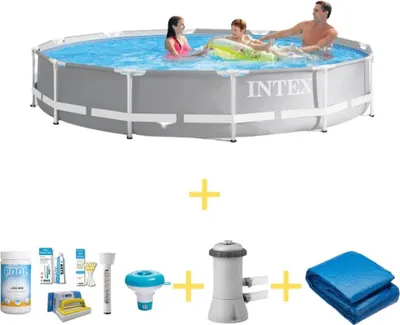 Immagine prodotto di Piscina Intex Prism Frame - 366 x 76 cm - Include pacchetto di manutenzione WAYS, pompa di filtraggio e telo di fondo