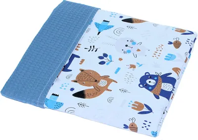 Produktbild von Babydecke Waffelpiqué Baumwolle Kuscheldecke Kinderwagendecke - 13. Waldtiere + Marine