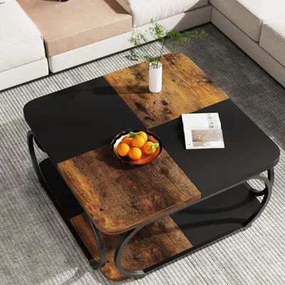 Productafbeelding van Salontafel - Koffietafel - Woonkamertafel - Tafel - Bijzettafel - Houtcomposiet - 100x100x50 cm