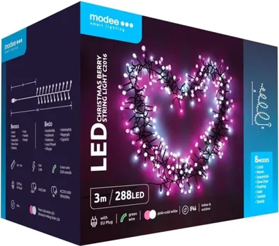 Obrázok produktu pre Modee Lighting LED vianočná reťaz 288 LED 3m ružová-biela